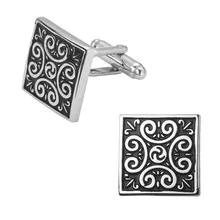 Men’s shirts Cufflinks high-quality copper material The silver box retro pattern Cufflinks 2 pairs of packaging for sale