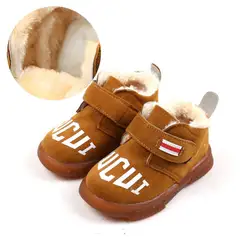 Зимние детские полуботинки Chaussure дети Письмо печати модные ботинки детская теплая обувь для обувь мальчиков девочек сапоги и ботинкиобувь
