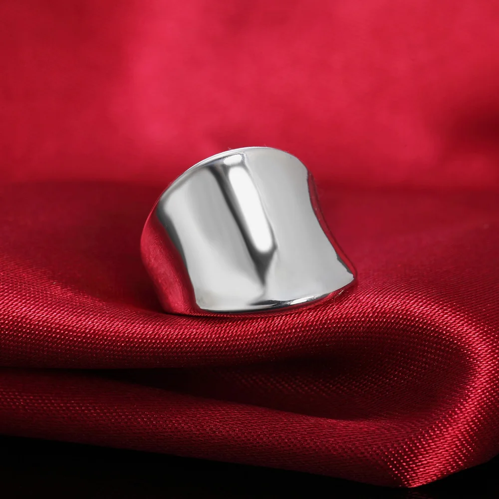 Новое поступление 925 пробы Глянцевые Кольца для женщин с большим лицом широкие кольца для пальцев унисекс ювелирные изделия для мужчин и женщин