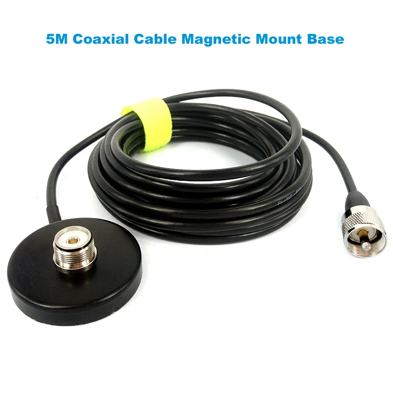 Walkie Talkie Car Radio Dual Band VHF UHF Antenna PL259 5M Coaxial Cable Magnetic Mount Base and SMA-F SMA-M BNC Connector