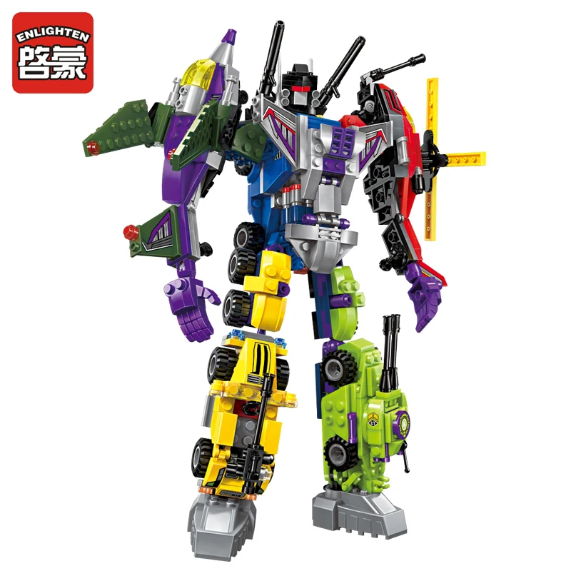 

Transformation Robot Figures Building Blocks Enlighten 1404 Mecha 6in1 Puzzle Blocks Action Toy Compatible lega Building Toys