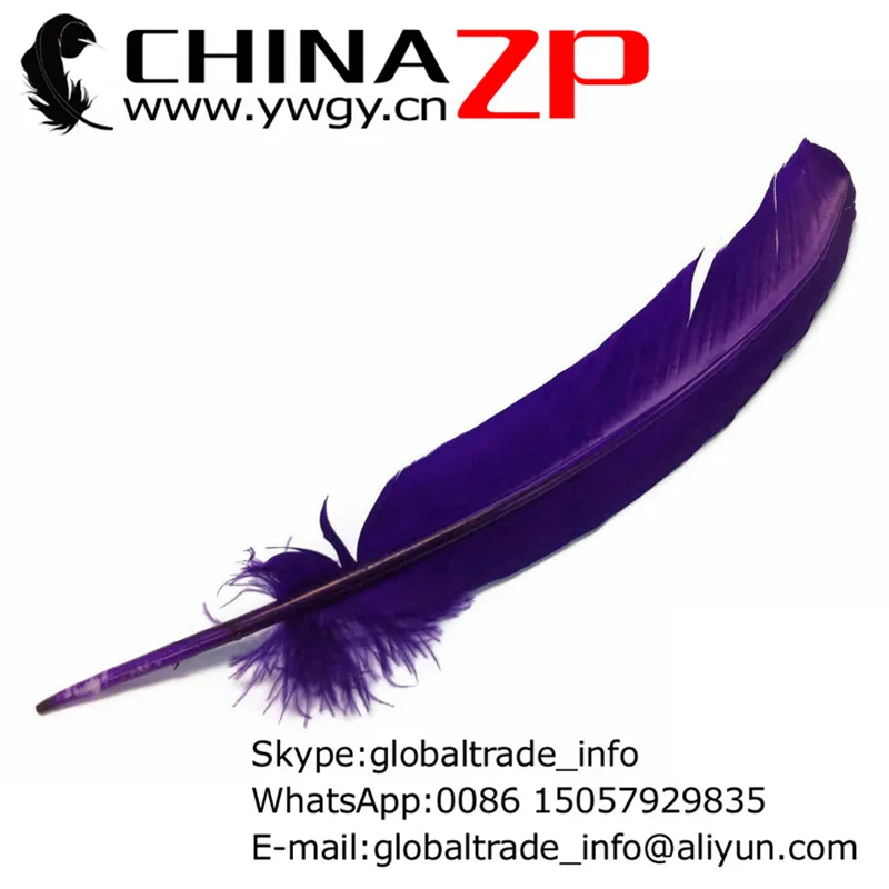 

Leading Supplier CHINAZP Factory 50pcs/lot Selected Top Quality Dyed Purple Turkey Rounds Quill Wing Feathers