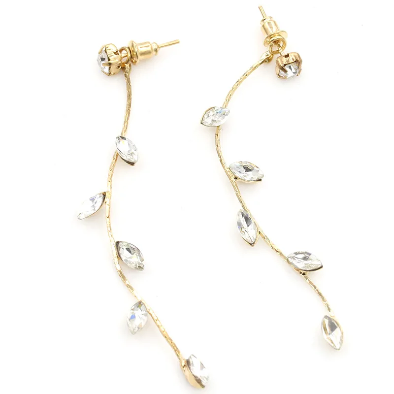 

Fashion Design Long Crystal Leaf Drop Earrings For Women Flash Deal Dangle Earrings Cute Romantic Female Ear Jewelry Gift