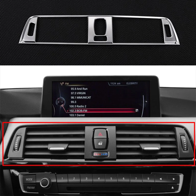 

Chrome Interior Center Air Dashboard Outlet Cover Trim for BMW 3 series F30 F31 13-15 3GT F34 14-16 & 4 Series F32 F33 F36 14-17