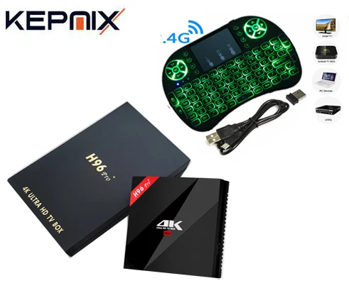 

Android TV Box H96 Pro Plus +1pcs I8 Keyboard Amlogic S912 3GB+32GB Quad Core 4K 3d H.265 Mini PC android7.1 dual band wifi