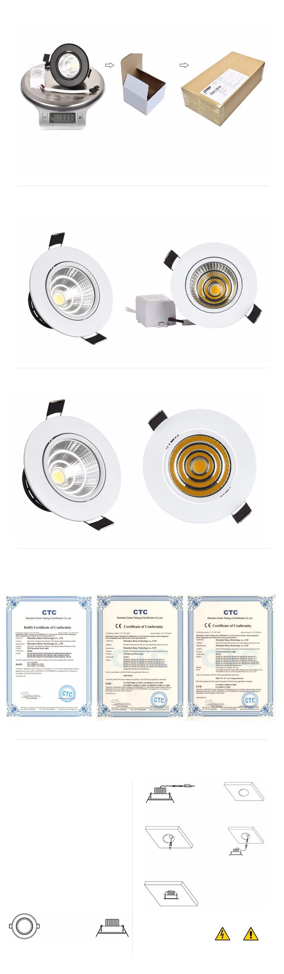 Hot sale 3w 5w 7w 10w cob led downlight dimmable recessed lamp home led epistar spot led kitchen 110v 220v