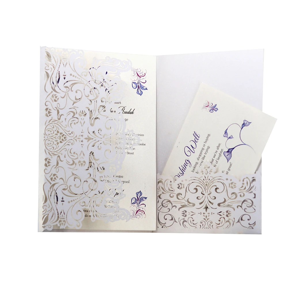  10pcs Wedding Invitations Lace Pattern Cards Laser Cut Paper Cards Announcement Greeting Postcards  - 4.00044E+12