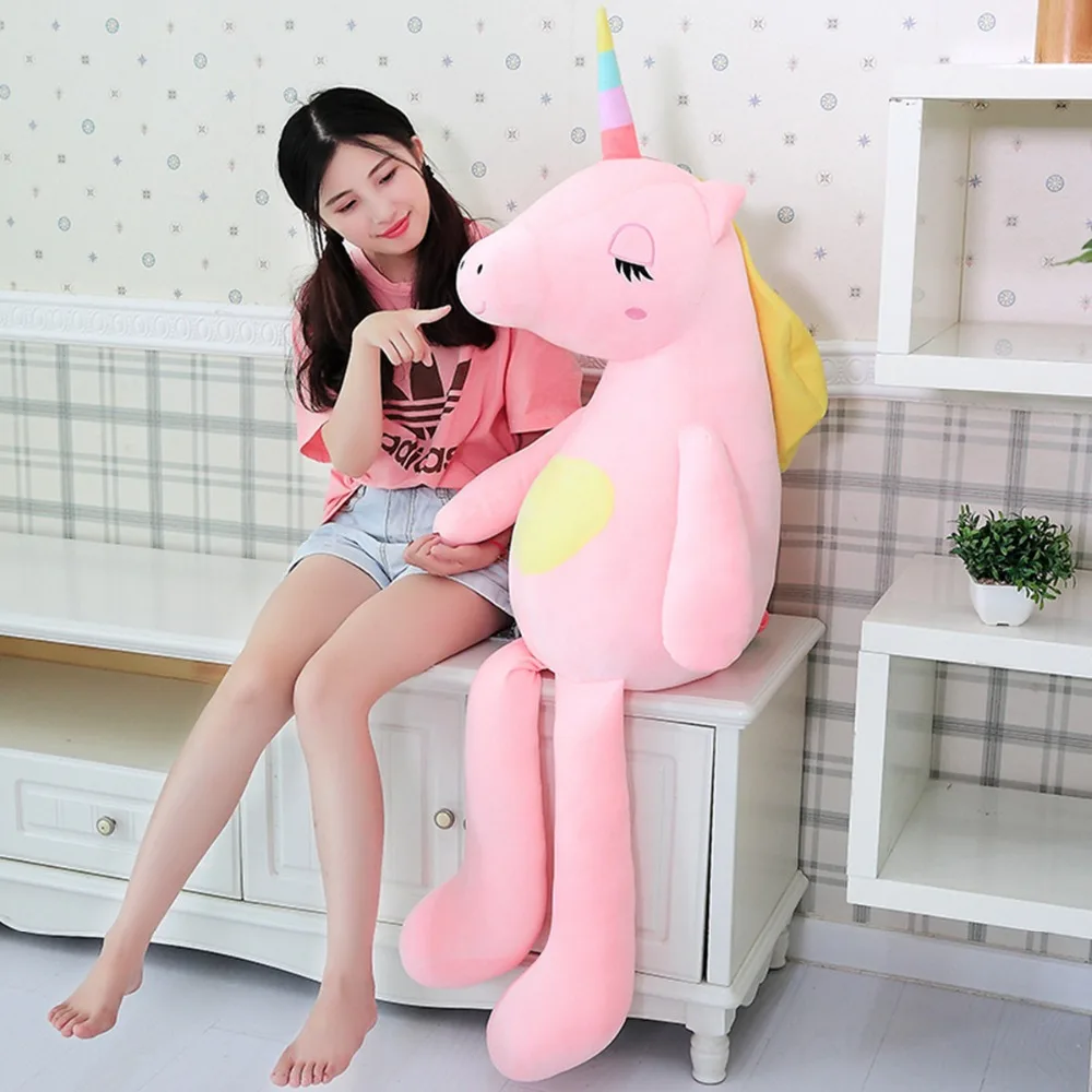 Огромные 60 140 см мягкие животные Детские Куклы Kawaii мультфильм Радуга Единорог