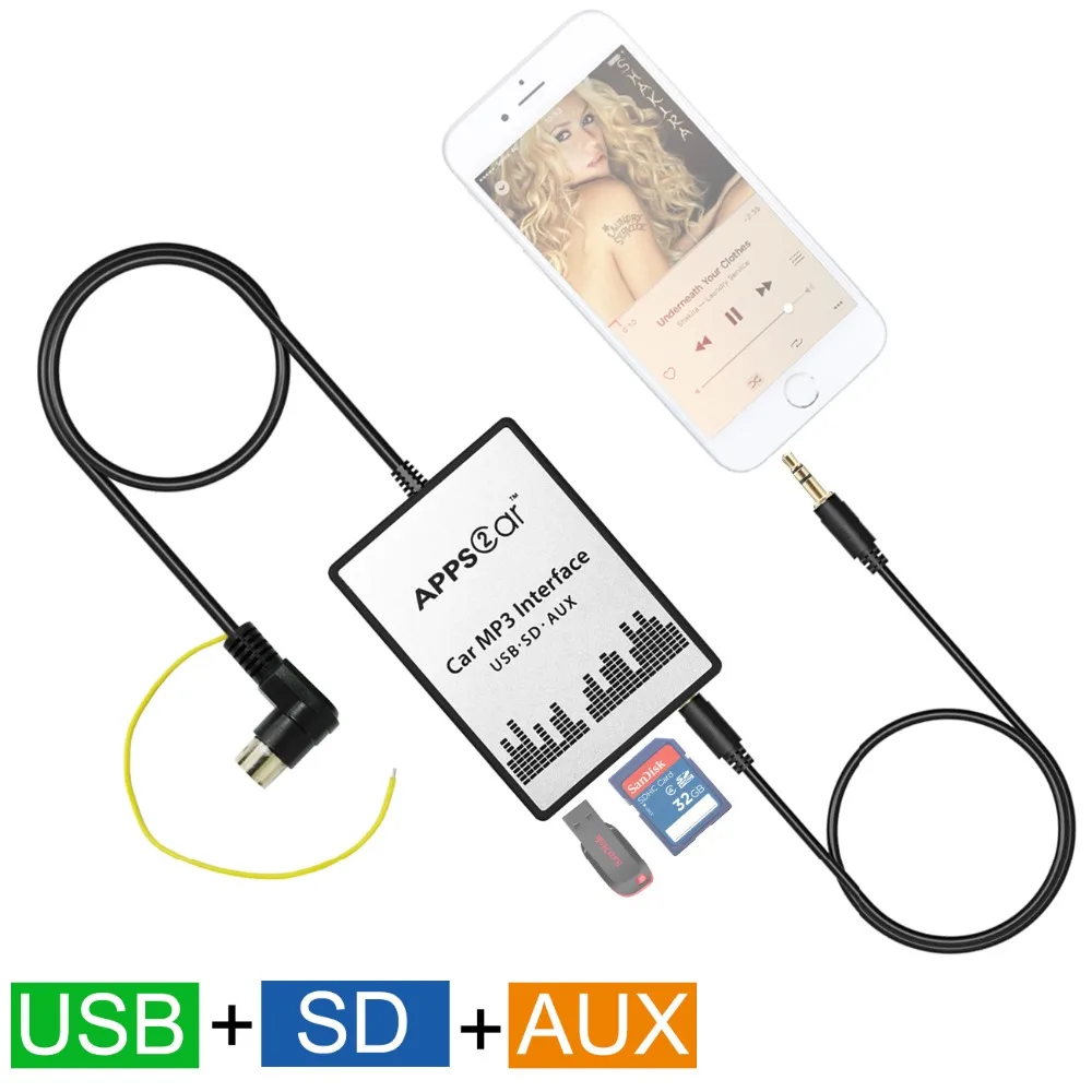 Автомобильный USB SD AUX адаптер цифровой музыкальный преобразователь Mp3 конвертер