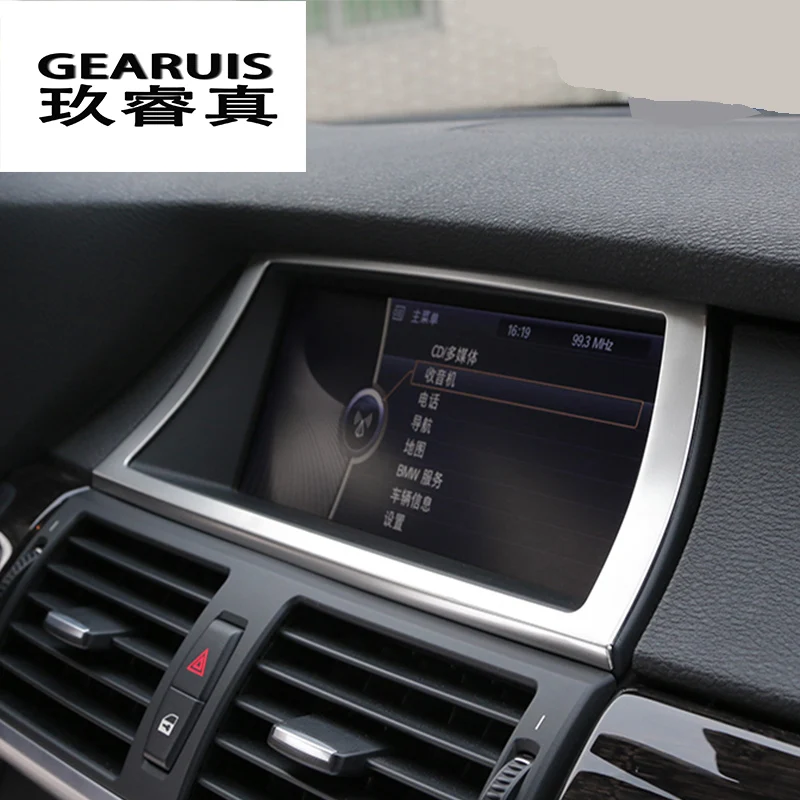 Из нержавеющей стали салона навигации Управление Панель Кондиционер Выход декоративные Рамки Накладка для BMW E70 E71 X5 X6