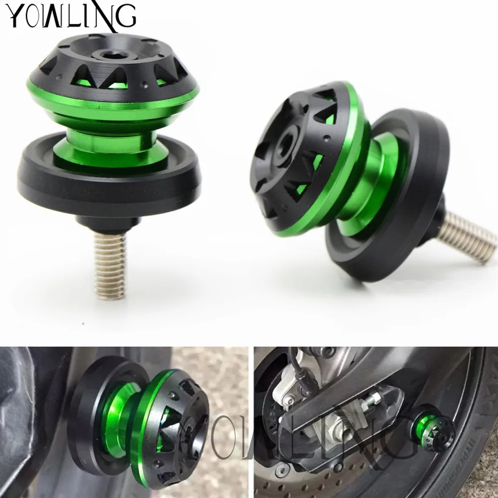 

Swingarm Sliders Spools M10 screws stand For KAWASAKI Ninja ZX6R ZX7R ZX9R ZX10R ZX12R ZX14R Z1000 Z750 ZZR600 ZRX1100 Z900