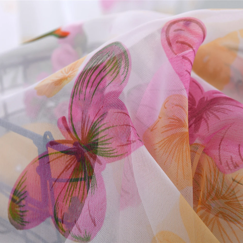 Красочные бабочки Тюль занавес гостиной прозрачные современные подзоры окна шторы спальня стекло Пряжа Ткань романтический декор