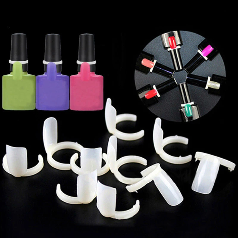 50pcs UV Gel Color Display Nail Art Ring False Nail Tips On The Ring