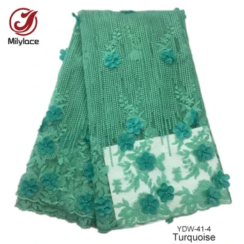 

3D flowers bridal french lace fabric beaded tulle lace fabric 5 yards in a lot embroidery lace African lace YDW-41