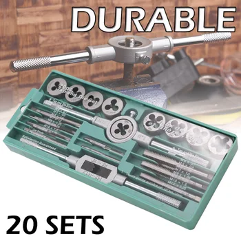 

20pcs Alloy Steel Hand Screw Tap Die Set 1/16 - 1/2 Inch NC Screw Thread Plugs Taps Wrench Cutting Adjusting Tools