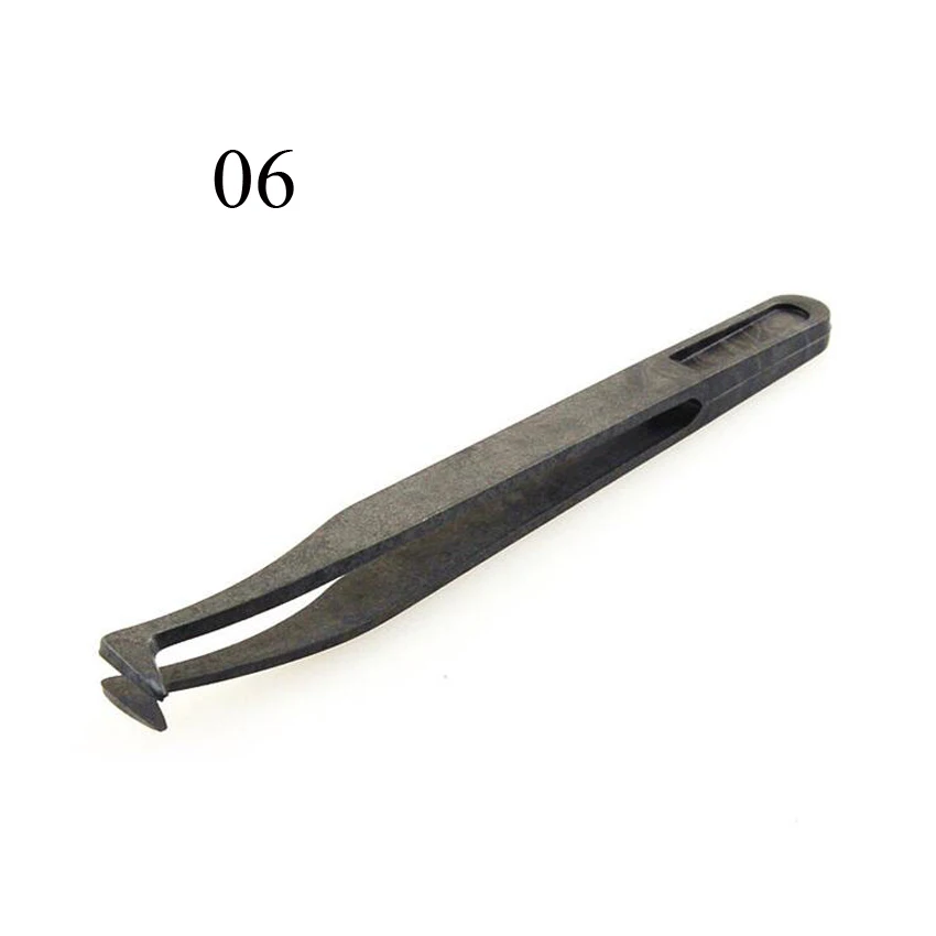 Portable Straight Bend Anti-static Plastic Tweezer Heat Resistant Repair Tool Pointed, flat, elbow head 1PC