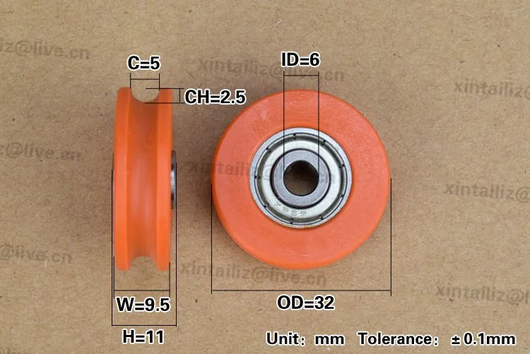 [U0632-9.5] Высокое качество 0632UU U паз тип подшипника ролик 6 мм* 32 мм* 9,5 мм оранжевый колеса направляющий ролик 0632U