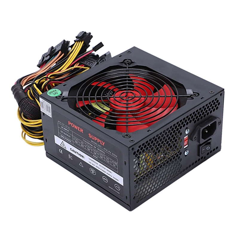 

170-260V Max 600W Power Supply Psu Pfc Red 12Cm Silent Fan 24Pin 12V Pc Computer Sata Gaming Pc Power Supply For Intel Amd Com