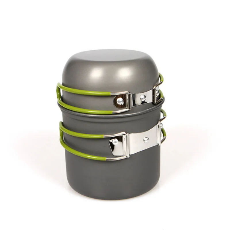 

2Pcs/Set Portable Outdoor Tableware 1-2 Person Camping Hiking Travel Utensils Picnic Cookware Bowl Pot Pan Mini cooking Set
