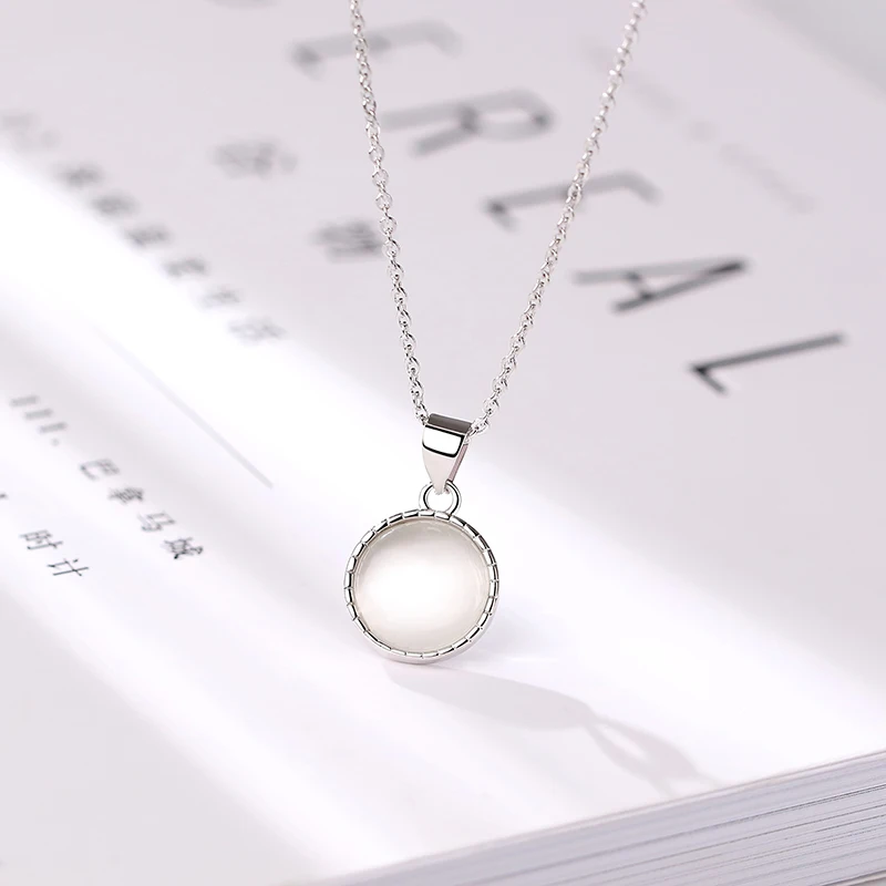 

Simple Charm Women Round Necklaces Jewelry 925 Sterling Silver Choker Necklaces Pendants For Women Girls Gifts Colar