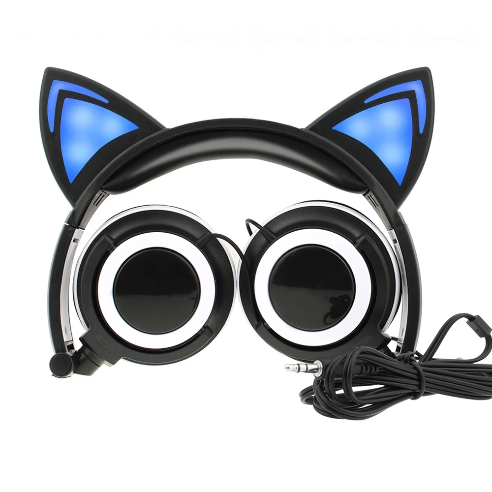 

2017 Gaming Headphones Cat Ear Creatives Luminous Earphone Foldable Flashing Glowing Gaming Headset with LED light For PC Laptop