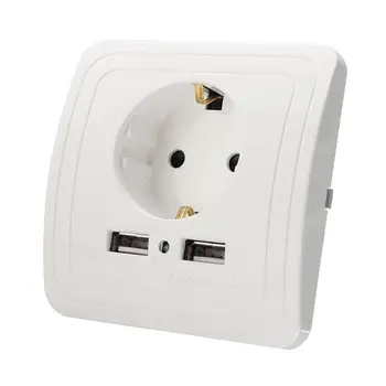

Smart Home Best Dual USB Port Wall Charger Adapter 16A EU Standard Electrical Plug Socket Power Outlet Panel 250V