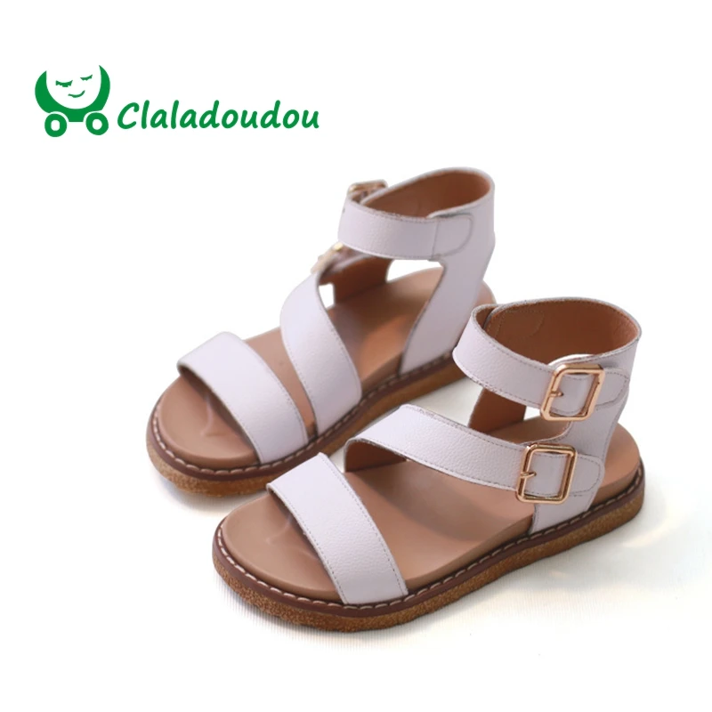 

Claladoudou 16.5-23CM Brand Children Girls Sandals White Gladiator Fashion Woman Sandals Kids Girls School Summer Princess Shoes