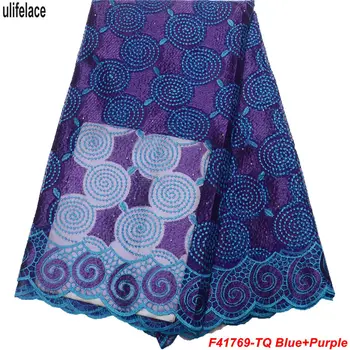 

Nigerian fabrics Embroidery African Lace Fabric French Tulle Lace Fabric High Quality Lace Material For Clothing Dress F4-1769