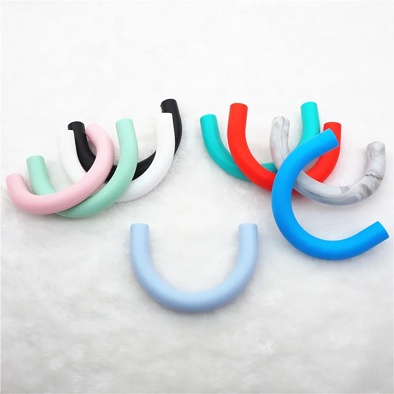 

Chenkai 5PCS Silicone U Tube Teether Beads DIY Baby Shower Pacifier Dummy Nursing Chewing Mommy Jewelry Pendant Sensory Toy Gift