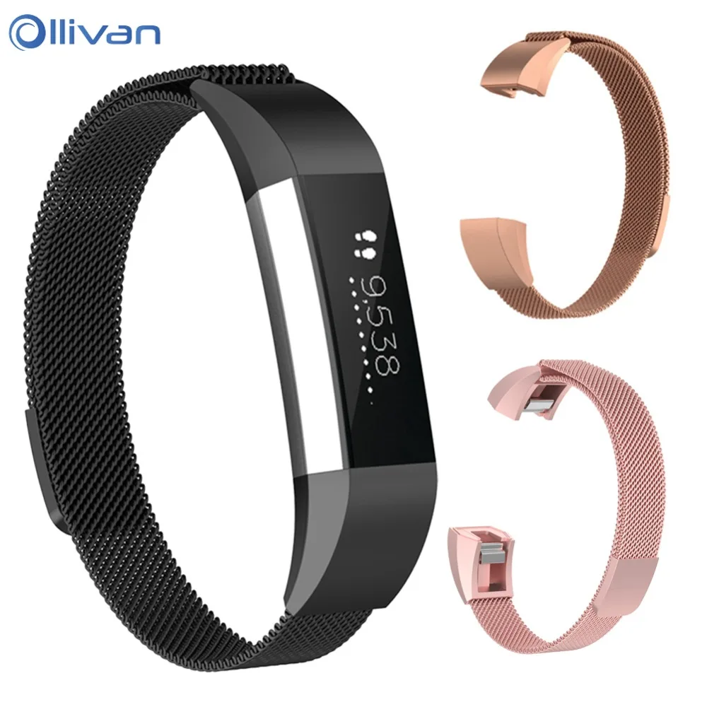 

Ollivan Milanese Loop Magnetic Stainless Steel Wrist Strap For Fitbit Ace Kids Smart Bracelet Strap for Fitbit Alta/Alta HR Band