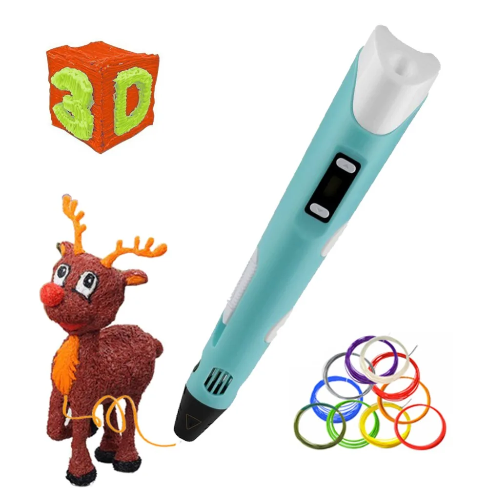 

Dikale 3D Pens 12V 3D Printer Pen Stift Kids Drawing Education Tools 3D Painting Drucken Pen LED Display Free PLA Filament Toys