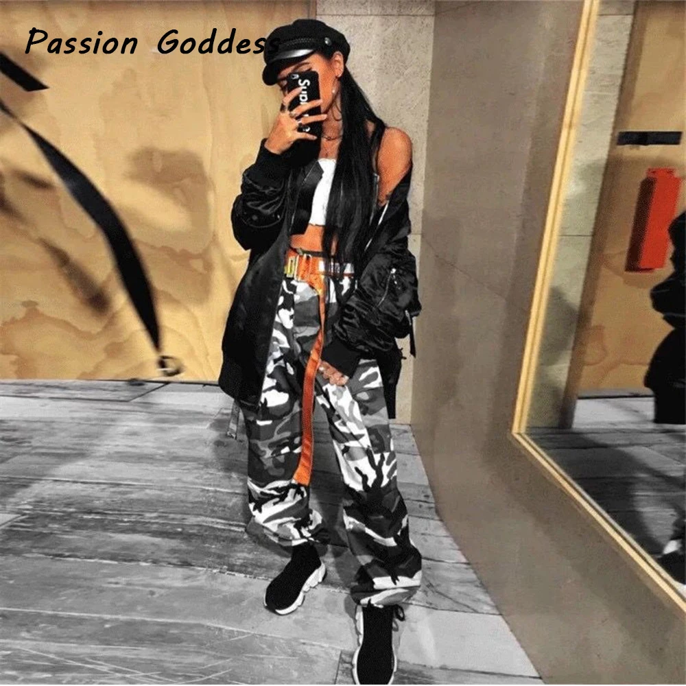 Pantalon Femme, свободные сексуальные штаны, женские камуфляжные панковские брюки, розовые камуфляжные оранжевые фиолетовые розовые спортивные штаны, мешковатые штаны для хип-хопа