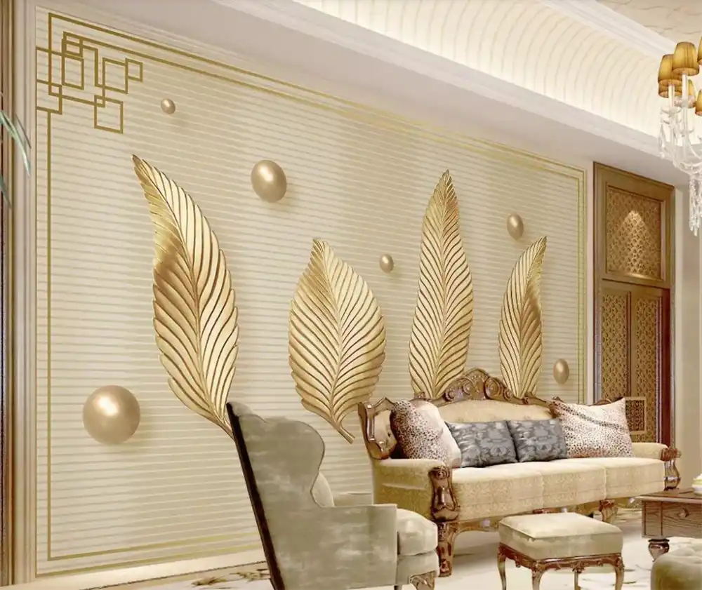 Papel Tapiz Personalizado Beibehang Mural Dorado 3d Papel De