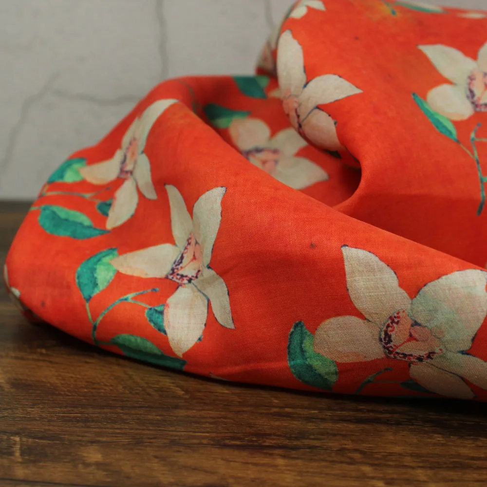 

High quality pure ramie patchwork New style flower printing sewing fabric Fashion Summer clothes, Dresses and Shirts fabric