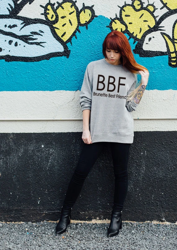 Sugarbaby блондинка и брюнетка лучший друг BFF одежда с длинным рукавом серый свитшот BFF Толстовка эстетическое одежда блузка из хипстера