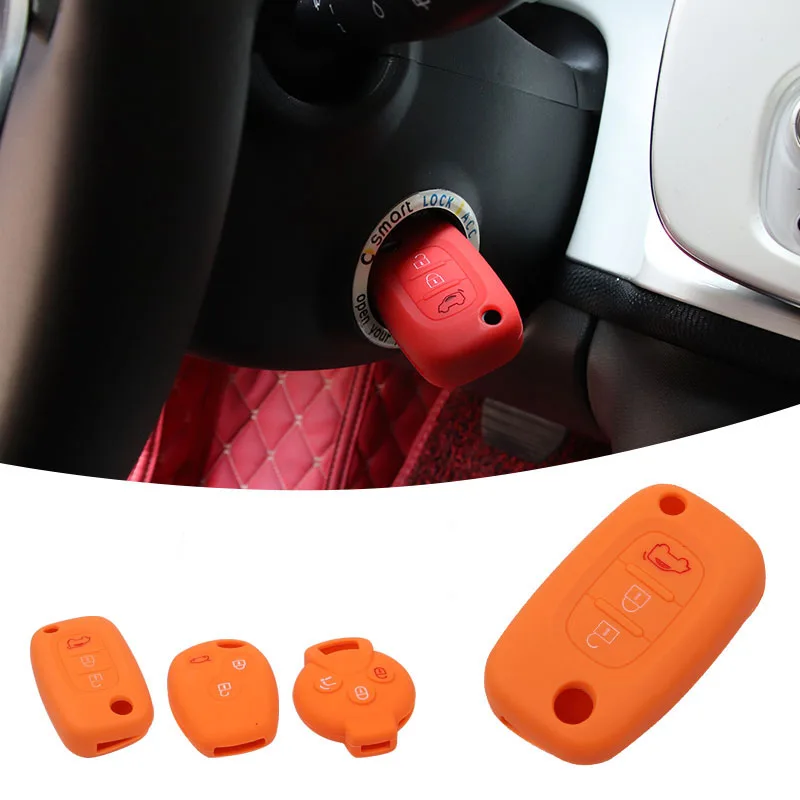 

For Smart Fortwo Forfour 453 451 Color Silicone Key Case Car Remote Control Accessories Keychain Alarm Straight Key Ring Cover
