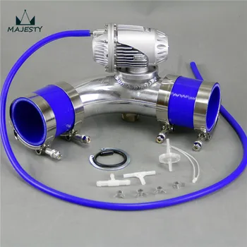 

SQV Blow Off Valve BOV IV 4 silver+2.25''57mm 90 degree Flange Pipe+silicon Hose kit blue