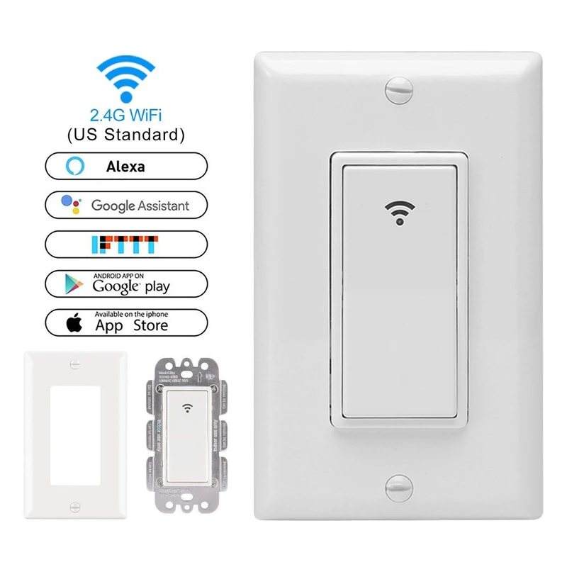 

Smart WIFI Wall Light Switch Remote For Alexa & Google IFTTT Control Smart Life Compatible with Google Home Alexa