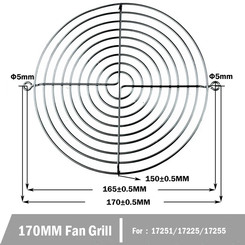 5 шт. охлаждающий вентилятор в корпусе компьютера решётка вентилятора металлической проволоки защитная решетка 30/40/50/60/70/80/90/120/135/140/150/170/200 мм металлический решётка вентилятора - Цвет лезвия: 170MM Fan Grill