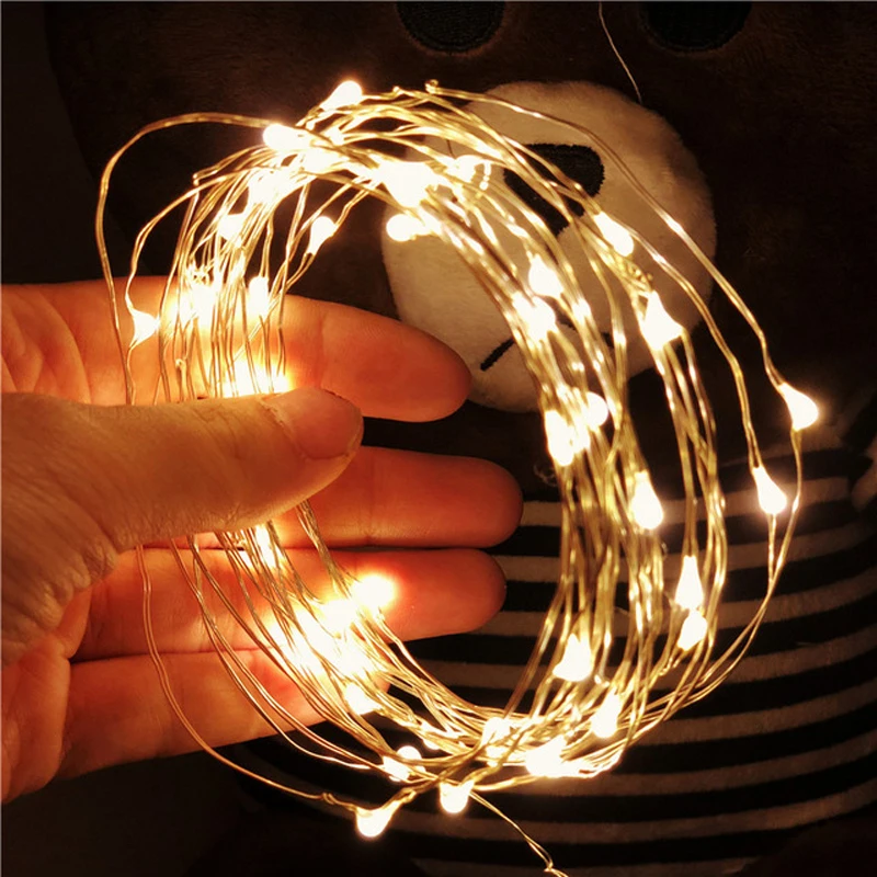 

2M 5M 10M 100 Led Strings Copper Wire Battery Operated Christmas Wedding Party Decoration LED String Fairy Lights Garland Party