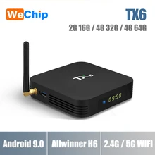 ТВ-бокс Wechip TX6 4G 32G Smart Allwinner H6 Android 7,0 tv Box H.265 4 K x 2 K 2,4G + 5G WIFI мини-ПК телеприставка BT медиаплеер