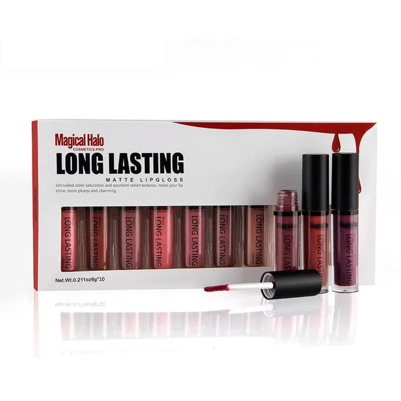 

2019 hot lip gloss 10 color set matte non-stick cup non-fading liquid lipstick lipgloss tube liquid lipstick