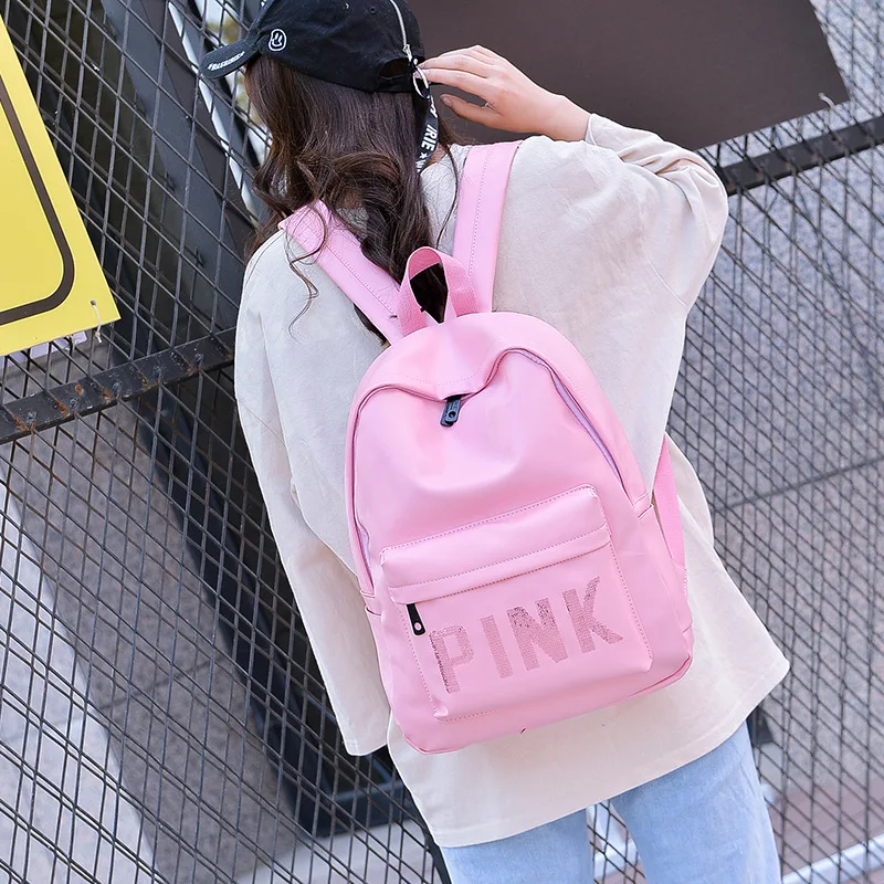 Женский кожаный рюкзак с розовыми буквами Bolsas Mochila Feminina большой школьный для
