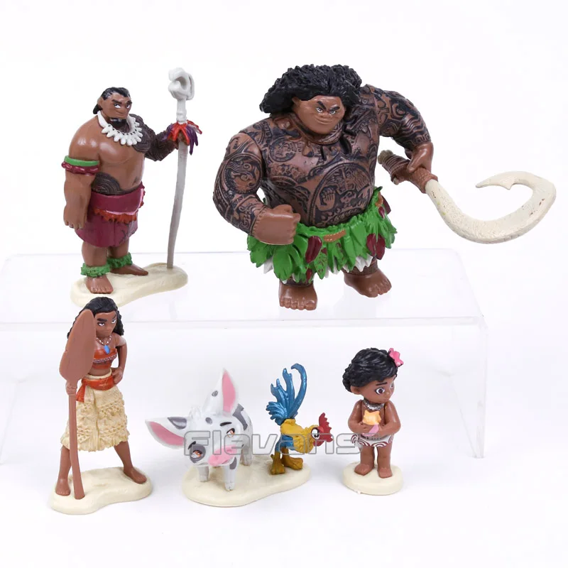 

Princess Moana 5pcs/set Moana Maui Heihei Waialik Chief Tui Figures Toys Children Gifts