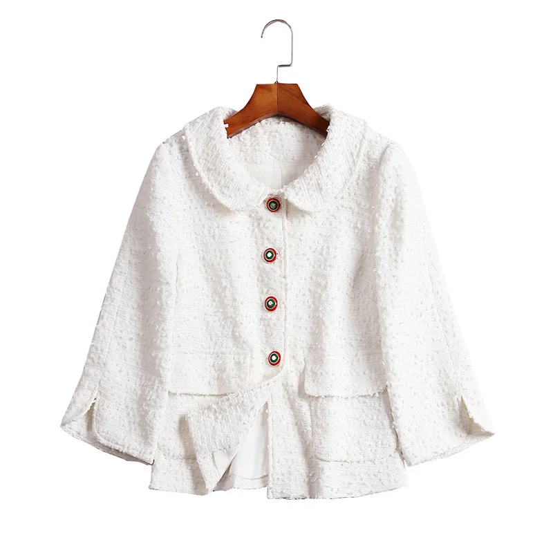 

2019 spring new coat female temperament doll collar small incense wind tweed short coat coat women