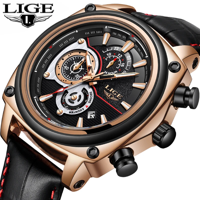 

LIGE Mens Watches Top Brand Luxury Military Sport Watch Men Automatic Date Luminous Waterproof Quartz Watch Relogio Masculino