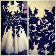Schwarz Appliques Spitze Kurze Heimkehr Kleider Einfache Sleeveless Lace A-linie Cocktail Party Kleider Günstige Spitze Homecoming Kleid
