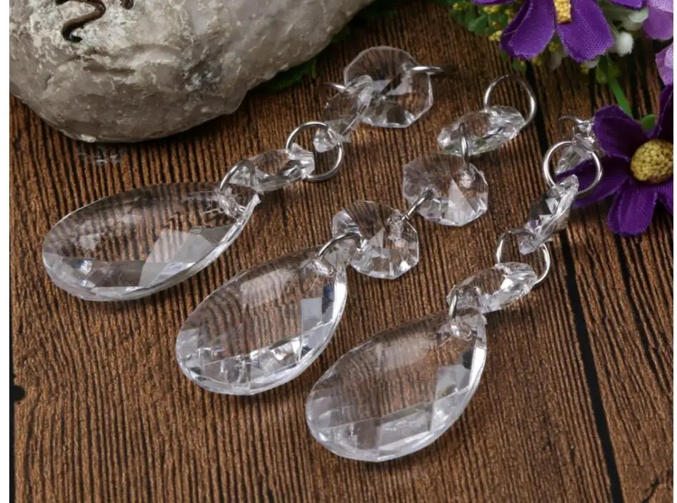 

Free Shipping Factory Price 10PCS/Lot 38*22MM+3pcs Beads K9 Clear Crystal Chandelier Parts Decoration Lighting Accessories Parts