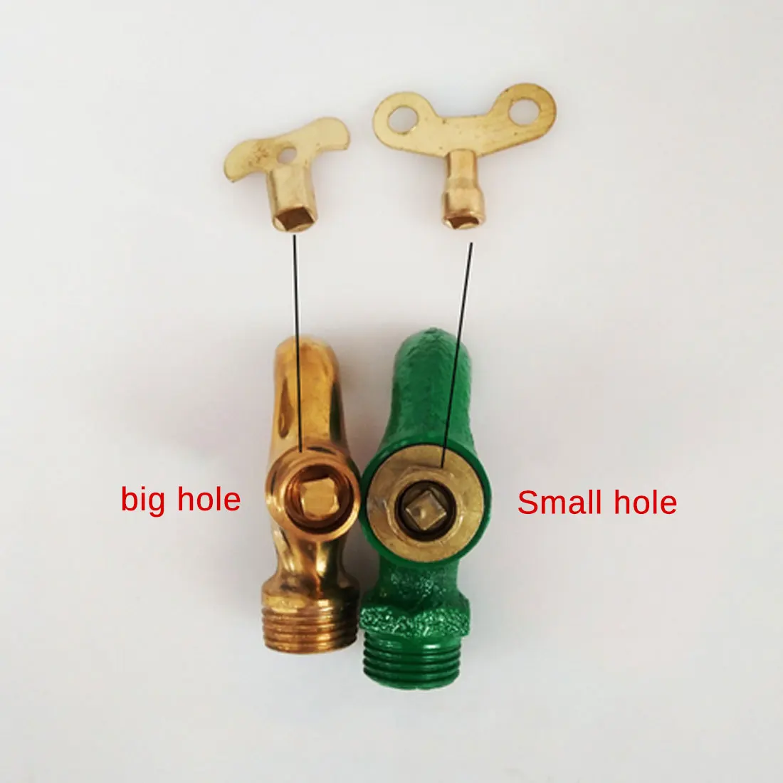 2 PCS Key Bleed Hole Plumbing Faucet Special Lock Square Socket Brass Radiator