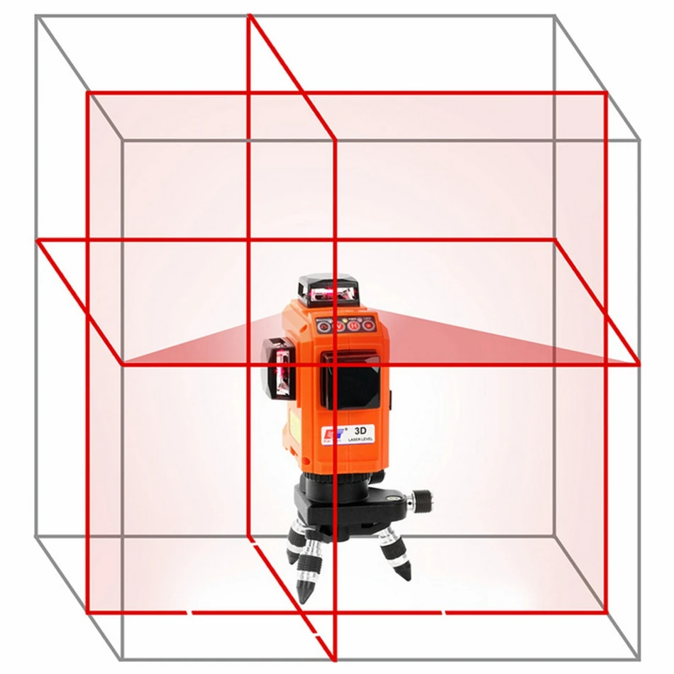 KaiTian Красный 12 линий 3D лазерный уровень самонивелирующийся 360 лазерный горизонтальный кронштейн и вертикальный крест мощный открытый может использовать детектор